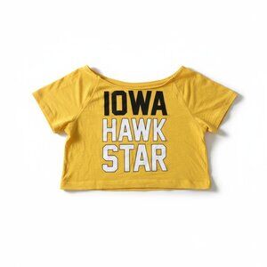Victoria’s Secret PINK Iowa Hawkeyes Yellow Crop Top | XS | Collegiate Graphic